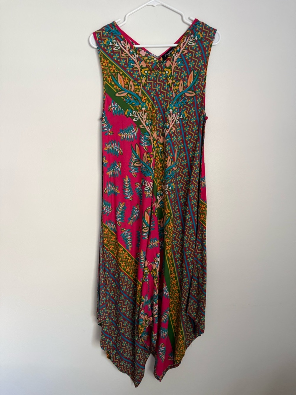 Feathers by Tolani Boho Tunic Dress Bright Print Flowy Festival Summer Size L